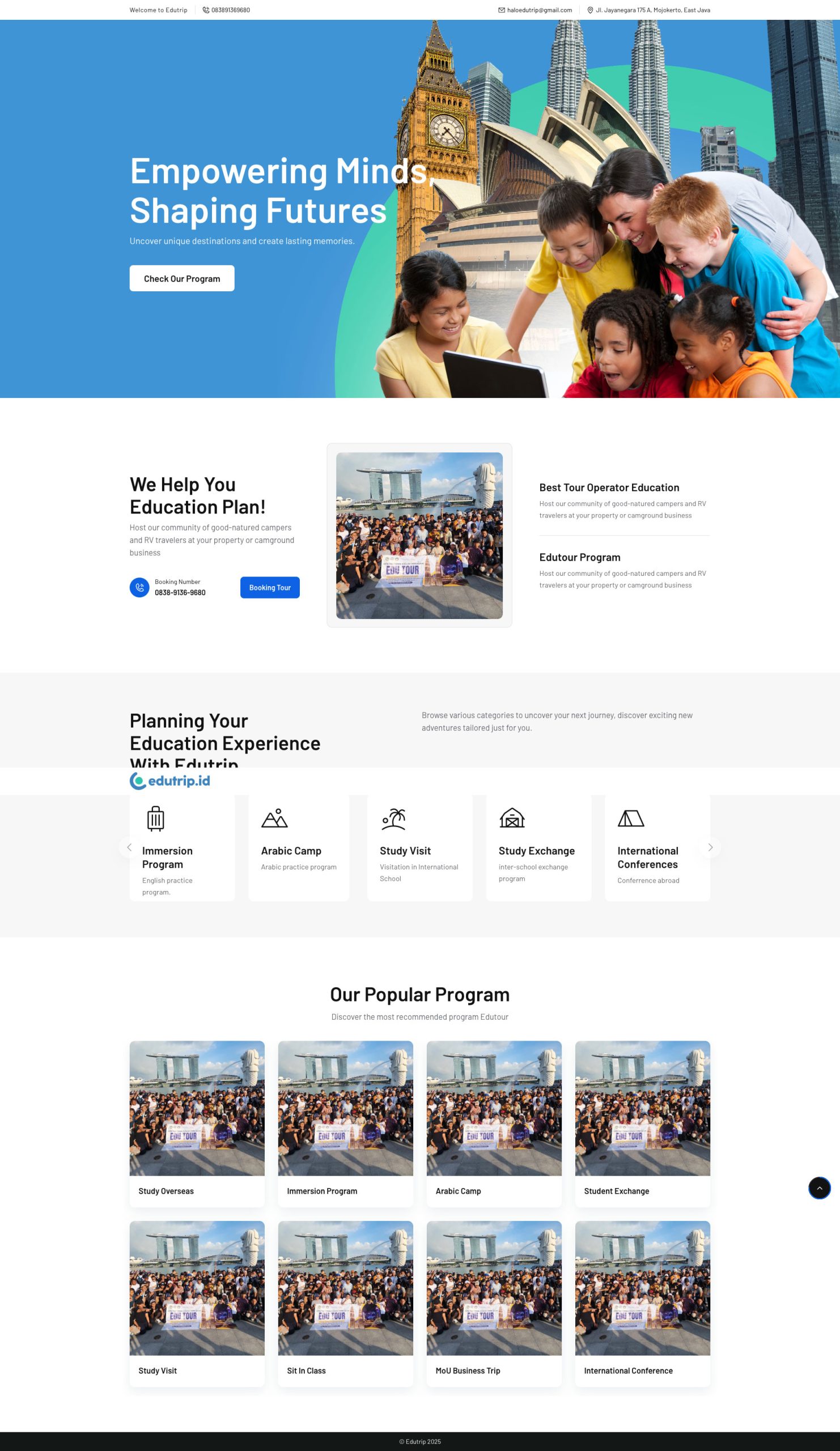 Landing Page Edutrip.id: Promosi Program Edutour ke Luar Negeri